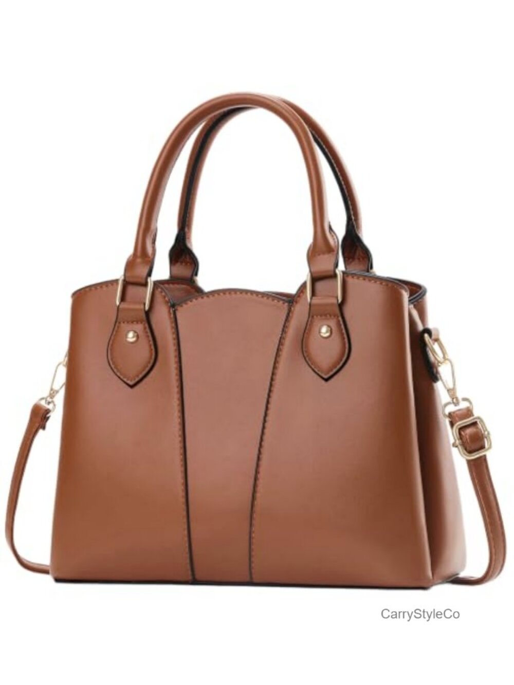 Vegan Leather Crossbody Satchel Tote Handbag with Zipper